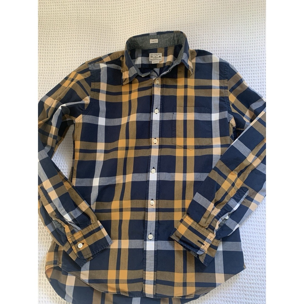 J.Crew Shirt Mens Medium Blue Plaid Check Slim Fit  Button Down